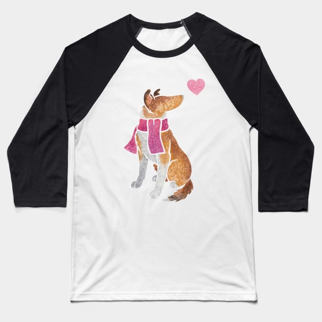 Watercolour Smooth Collie Baseball T-Shirt by animalartbyjess